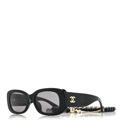 CHANEL Acetate Rectangle Sunglasses 5488 Black